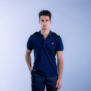 Original Pique Cotton Polo Shirt With Epaulets - Blue